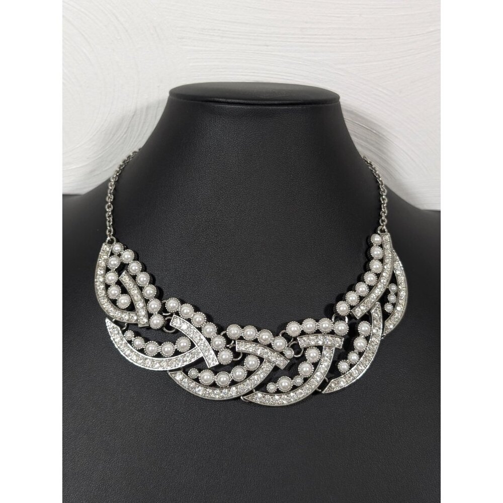 Premier Designs Perfect‎ Day Neckalce Faux Pearl Crystal Bridal Wedding 20"